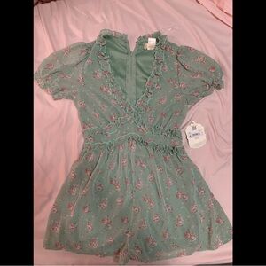 Floral Green Romper